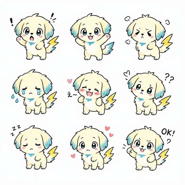 Kawaii Puppy Emotion Sticker Sheet preview