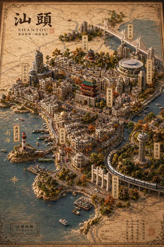 Vintage 3D Miniature City Map preview