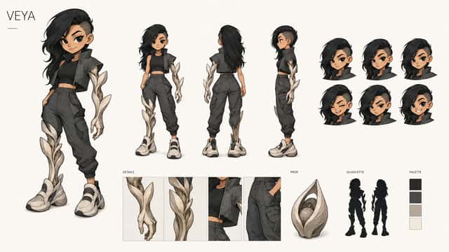 VEYA Character Design Sheet preview