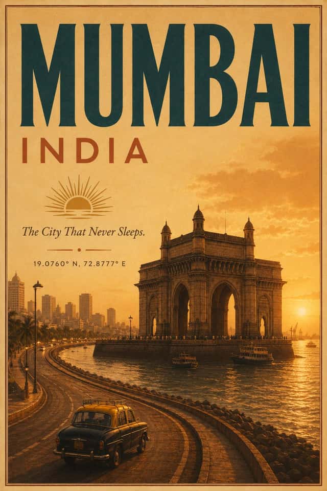 Vintage Mumbai Travel Poster preview