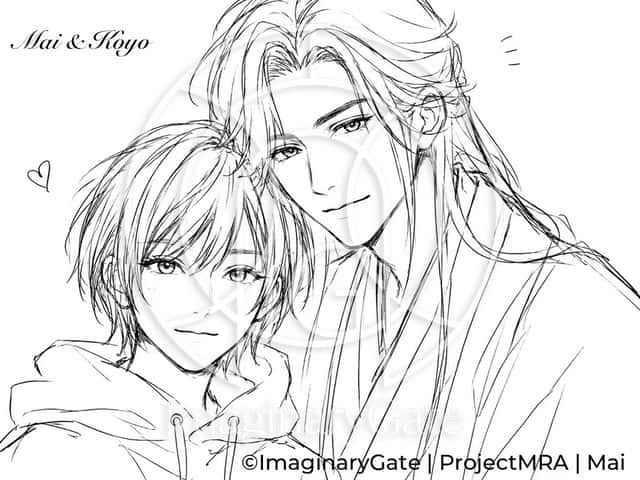 Monochrome Anime Couple Sketch preview