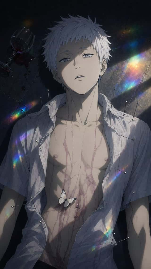 Dark Anime Boy with Pins and Prism Light preview