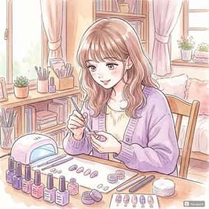 Pastel Anime Nail Artist at Desk preview