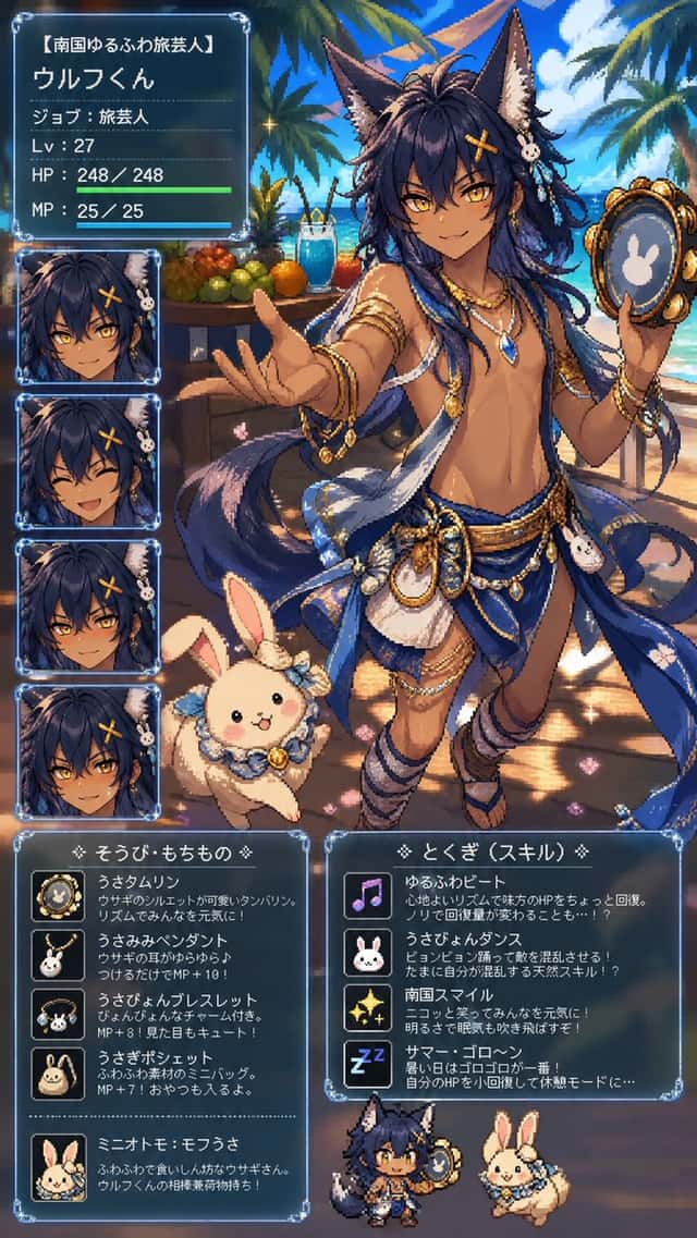 Tropical Wolf Boy RPG Character Sheet preview