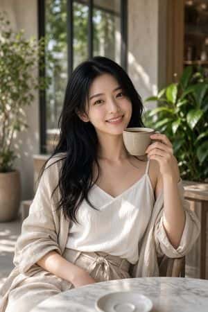 Sunlit Cafe Coffee Portrait preview