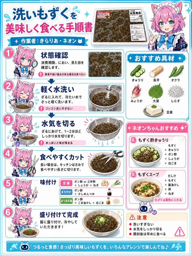 Kawaii mozuku how-to infographic preview
