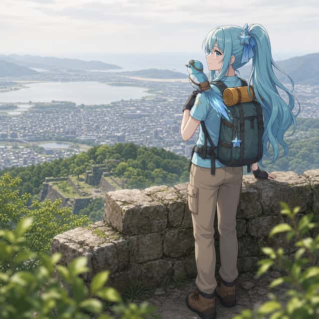 Anime Hiker Over Scenic Mountain View preview