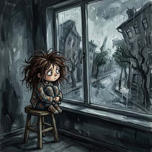 Sad Child by Rainy Window preview