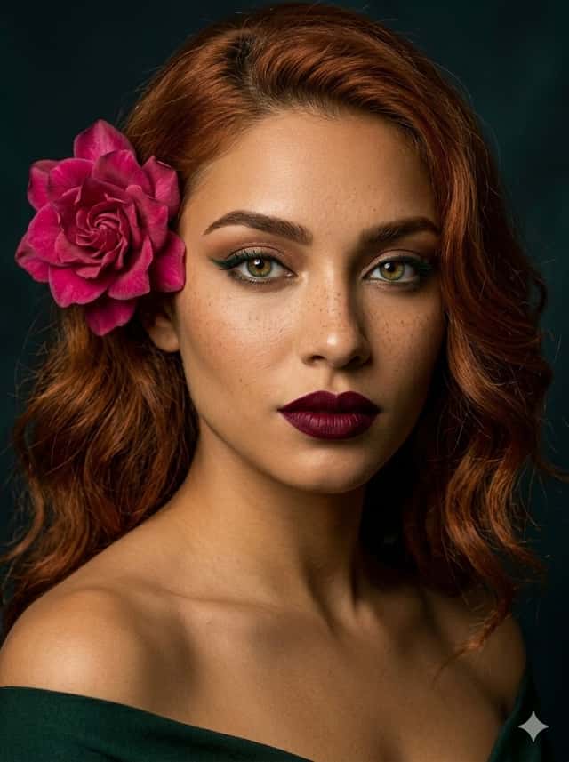 Auburn Portrait with Camellia Flower preview