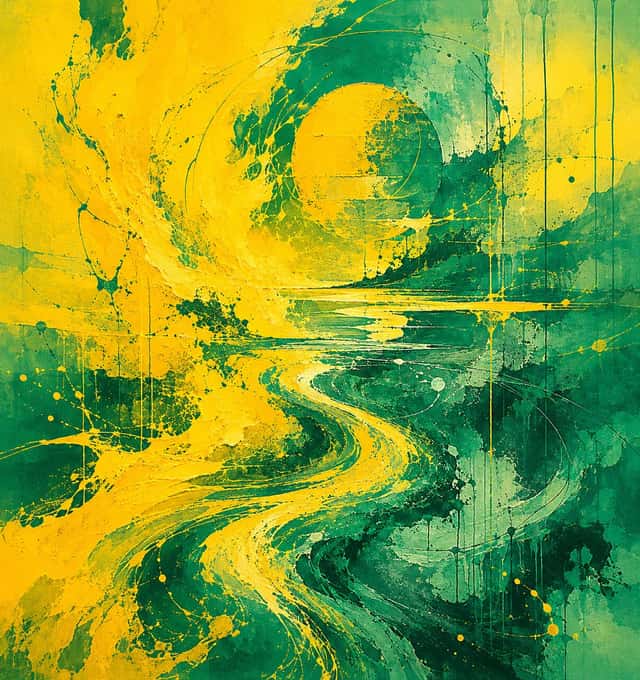 Yellow Teal Abstract Paint Flow preview