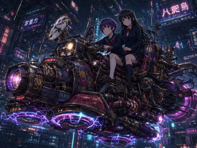 Cyberpunk Schoolgirl Air Bike preview