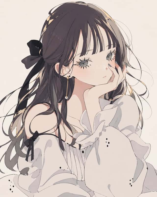 Soft Monochrome Anime Girl Portrait preview