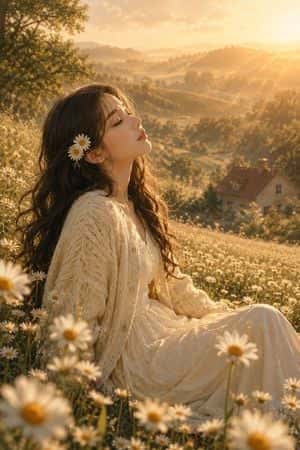 Golden Hour Daisy Meadow Portrait preview