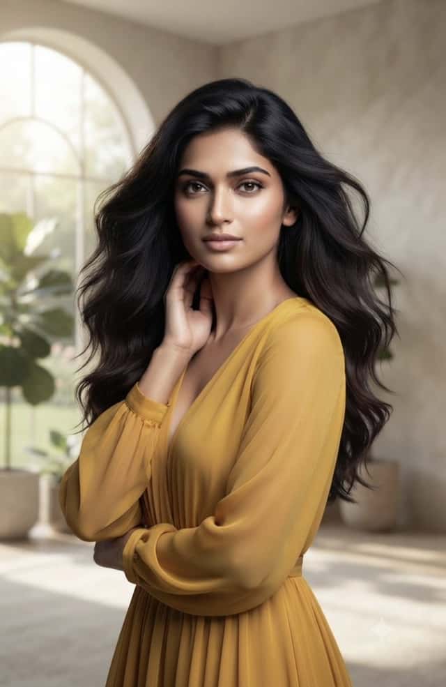 Elegant Woman in Golden Dress preview
