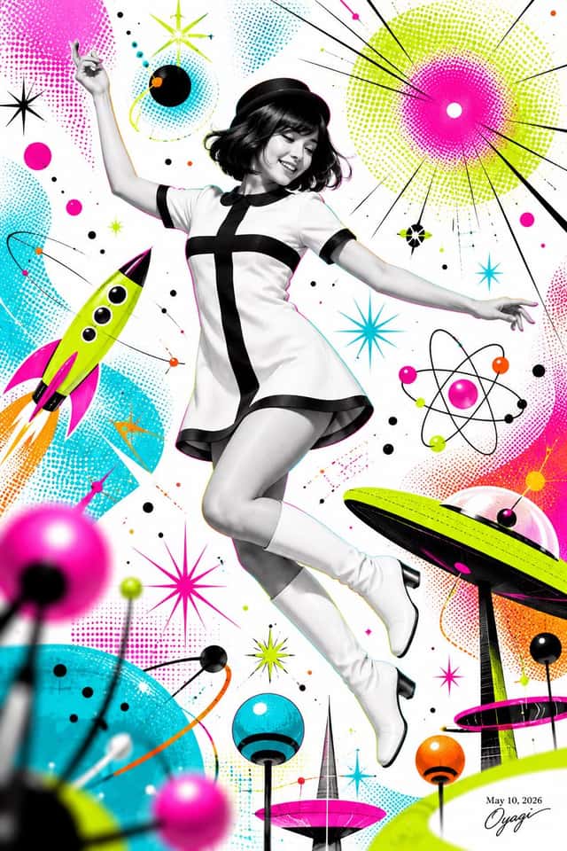 Modern Atomic Age Space Fashion Poster preview