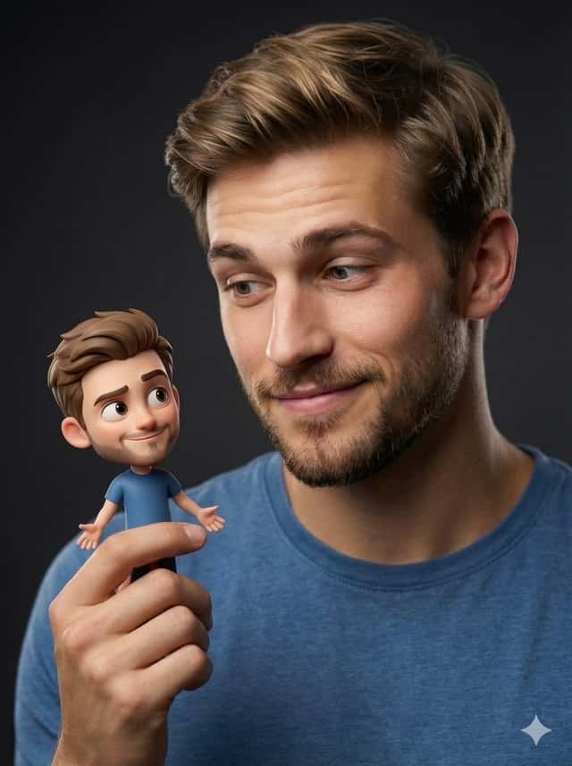 Human with Miniature 3D Self Portrait preview