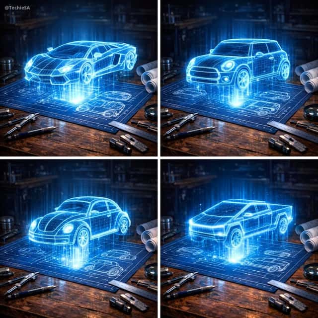 Holographic Car Blueprint Wireframe preview