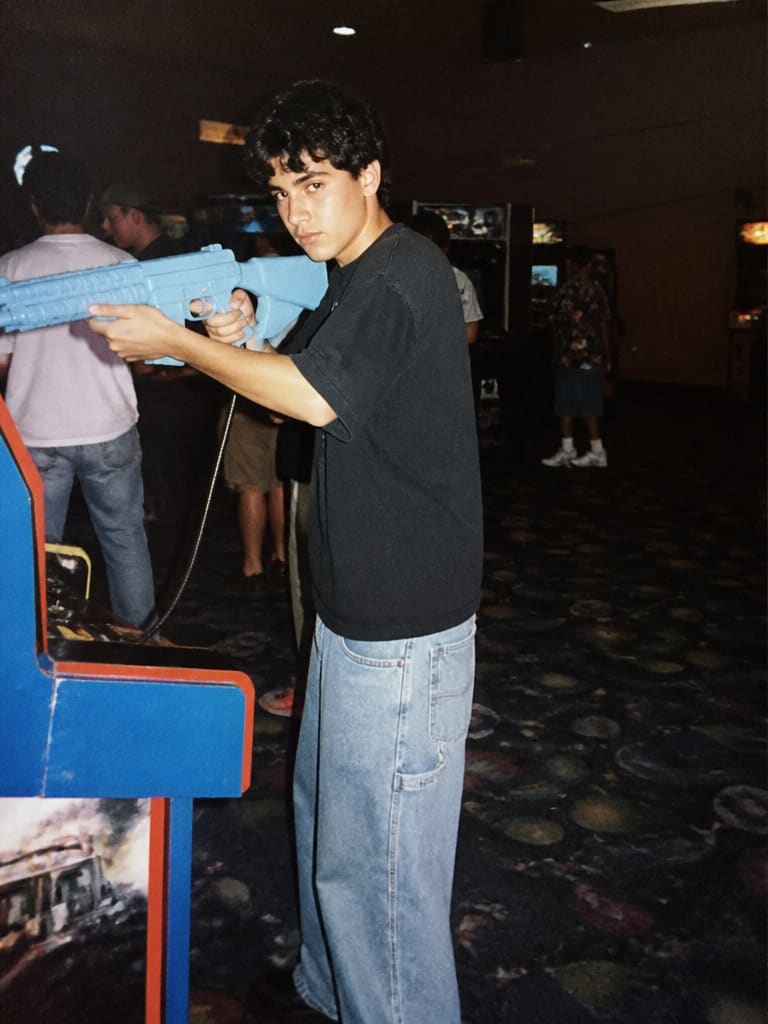AI-generated sample for “90s Arcade Repair Flash Photo”