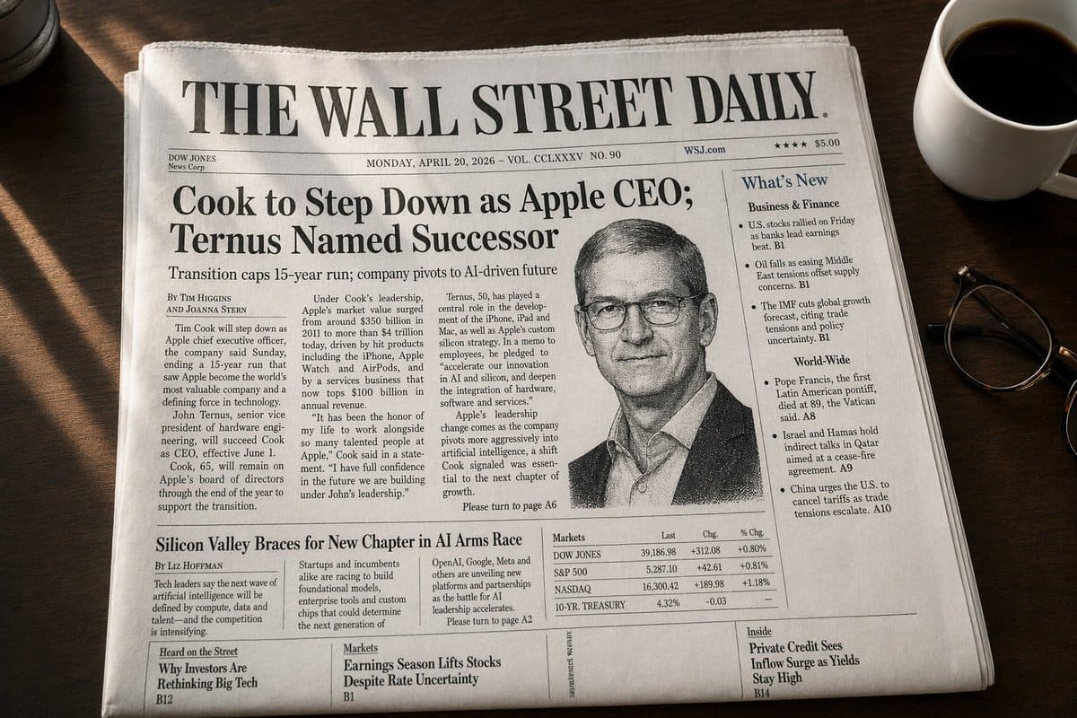 AI-generated sample for “WSJ-Style Business Newspaper Front Page”