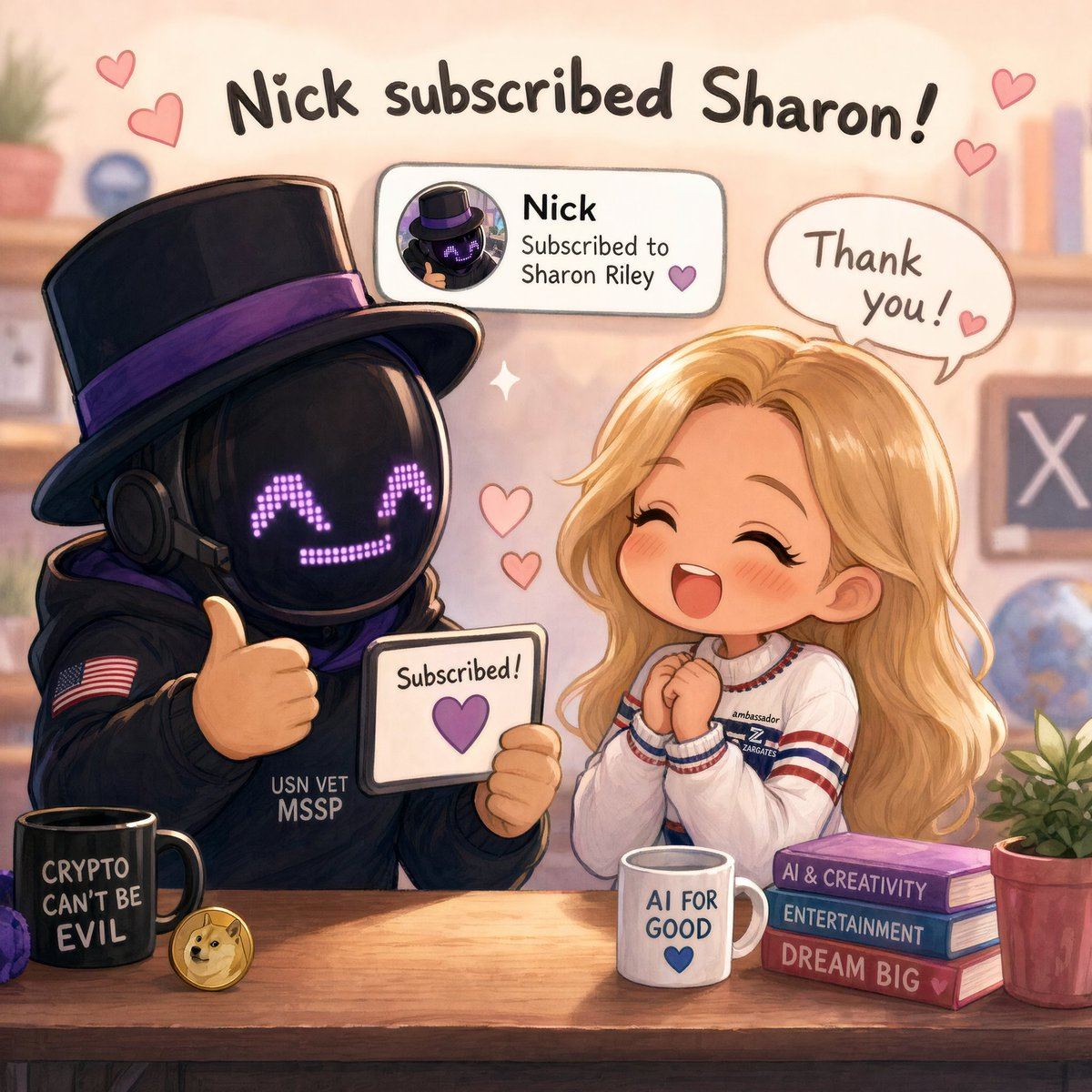 AI-generated sample for “Cute Subscription Celebration Illustration”