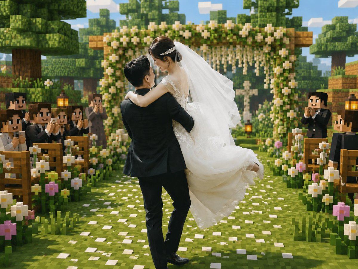 AI-generated sample for “Minecraft Voxel Wedding Ceremony”
