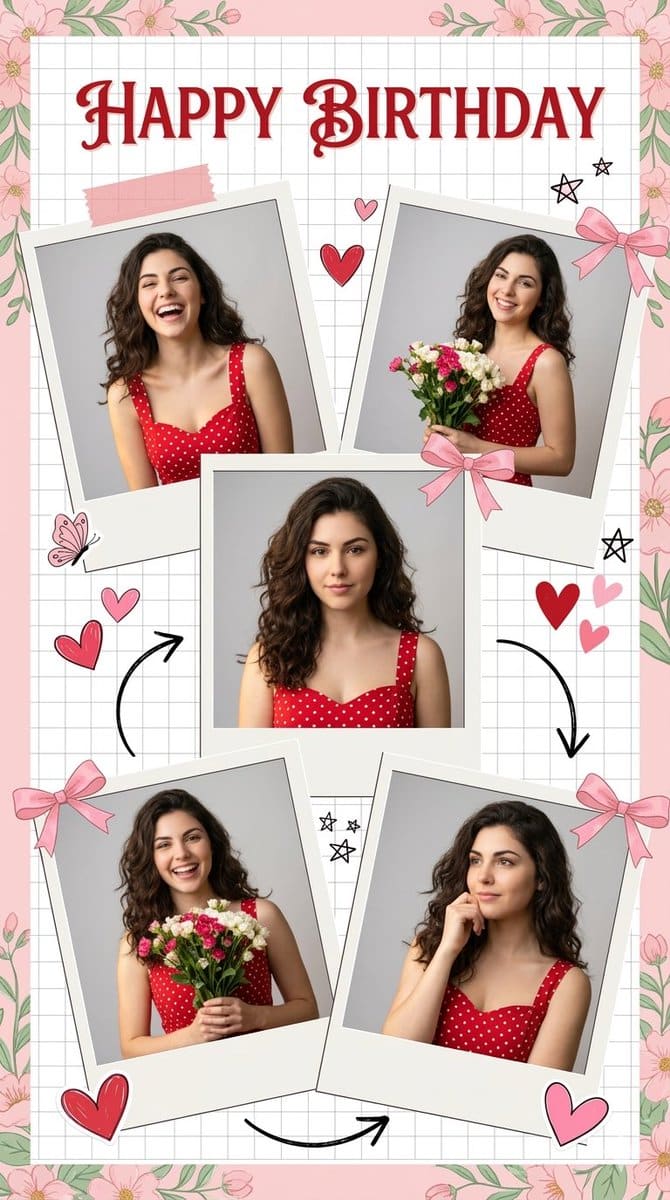 AI-generated sample for “Photorealistic Birthday Scrapbook Collage”