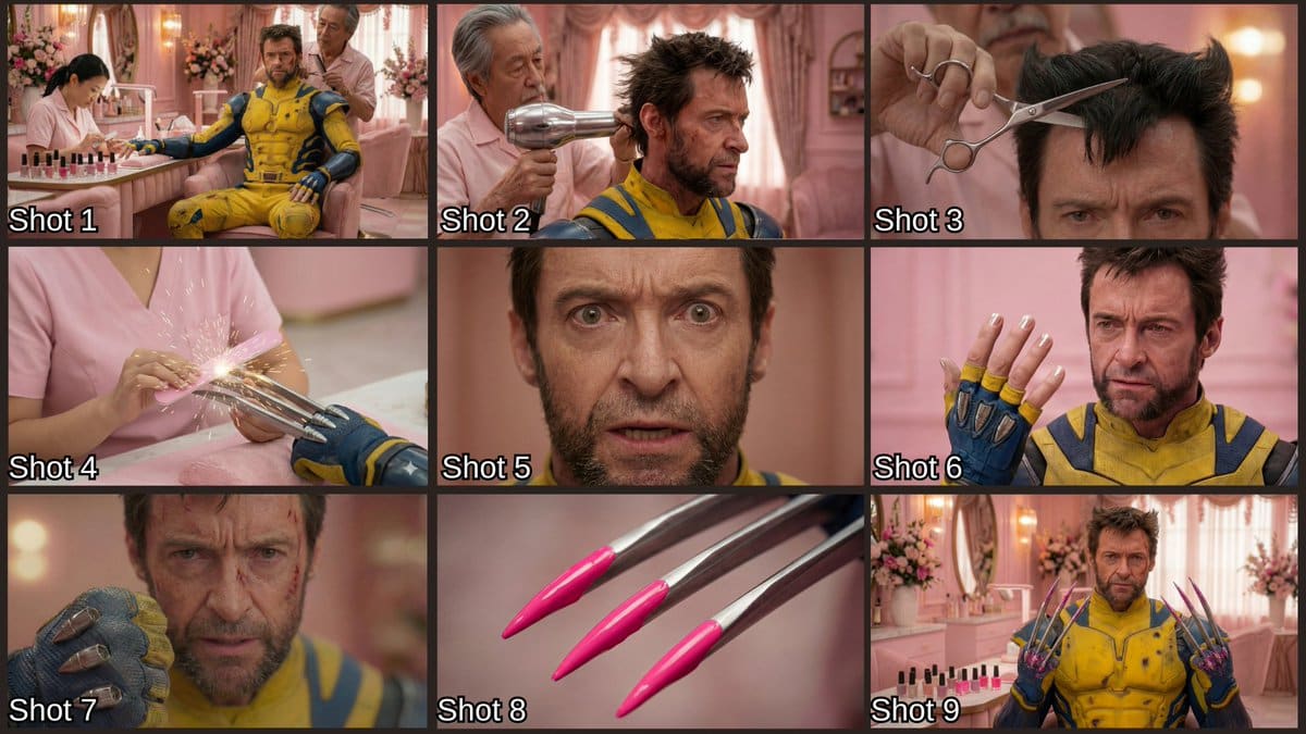 AI-generated sample for “Wolverine Manicure Storyboard Prompt”