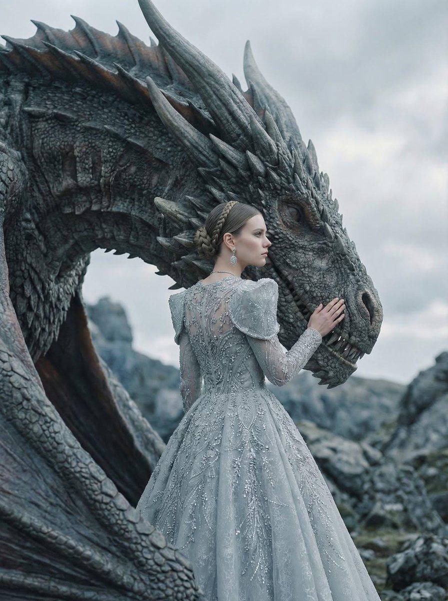AI-generated sample for “Couture Woman and Majestic Dragon Portrait”