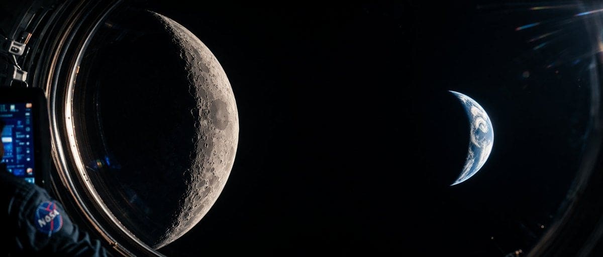 AI-generated sample for “Cinematic Spacecraft View of Moon and Earth”