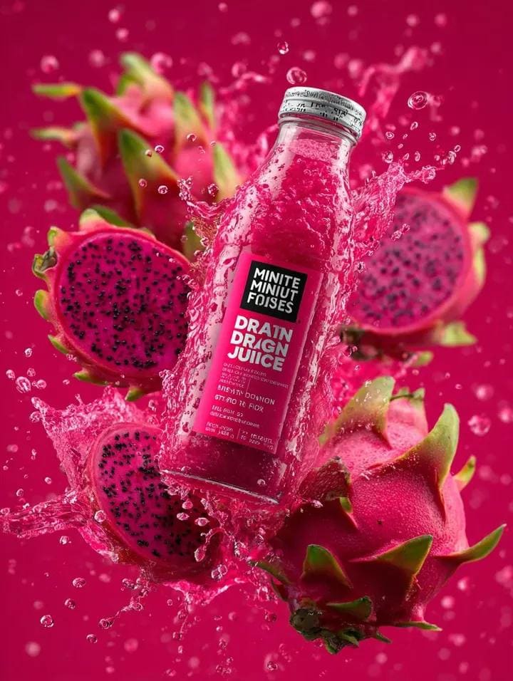 AI-generated sample for “Explosive Dragon Fruit Juice Photography”