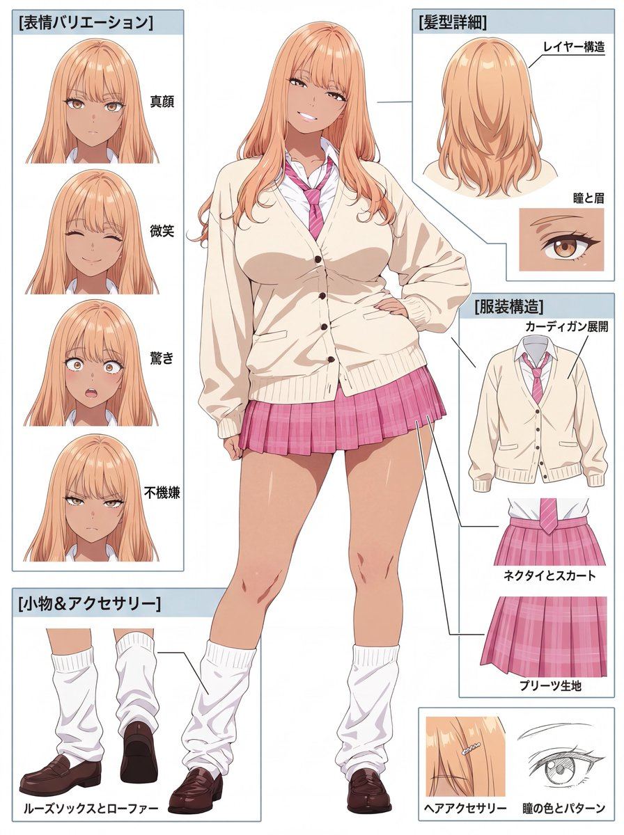 AI-generated sample for “Anime Character Reference Sheet (Nano Banana 2)”