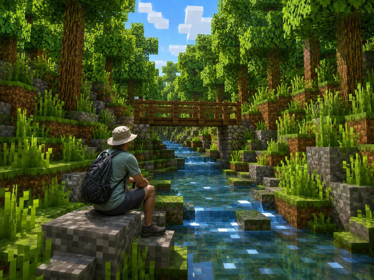 AI-generated sample for “Real Hiker in Minecraft Forest”