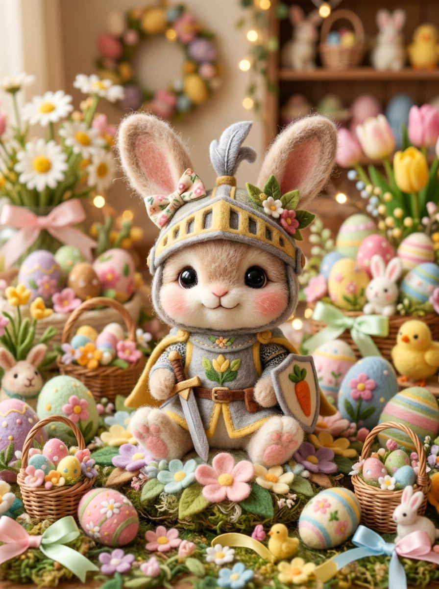 AI-generated sample for “Kawaii Felt Easter Bunny with Customizable Outfit”