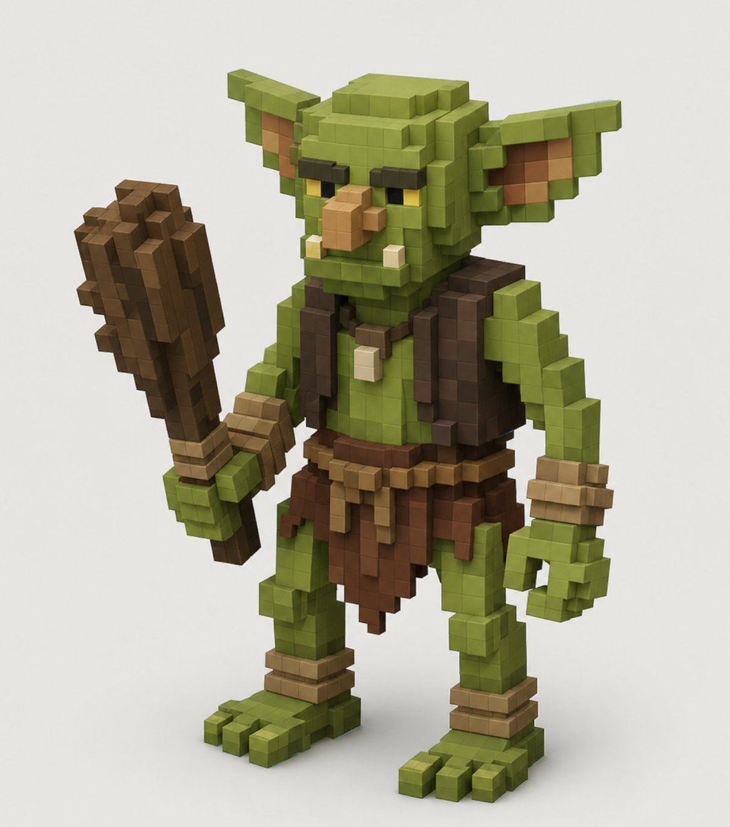 AI-generated sample for “Voxel Goblin Warrior”