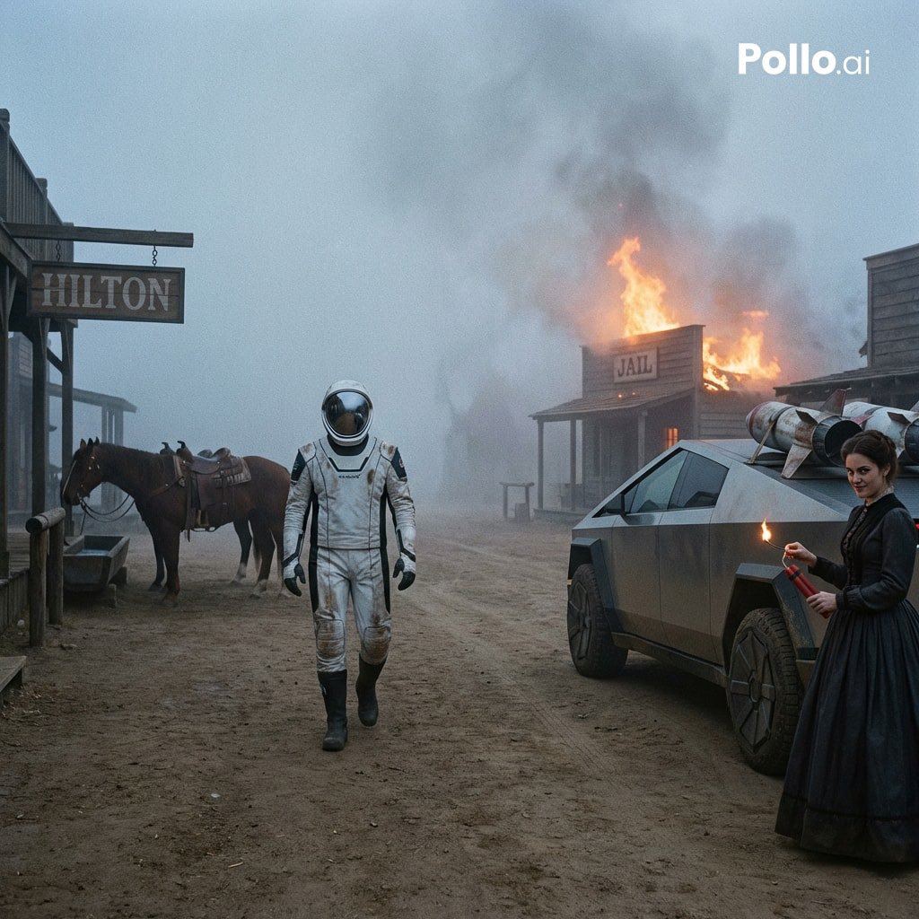 AI-generated sample for “Wild West Sci-Fi Time Travel Scene Prompt”