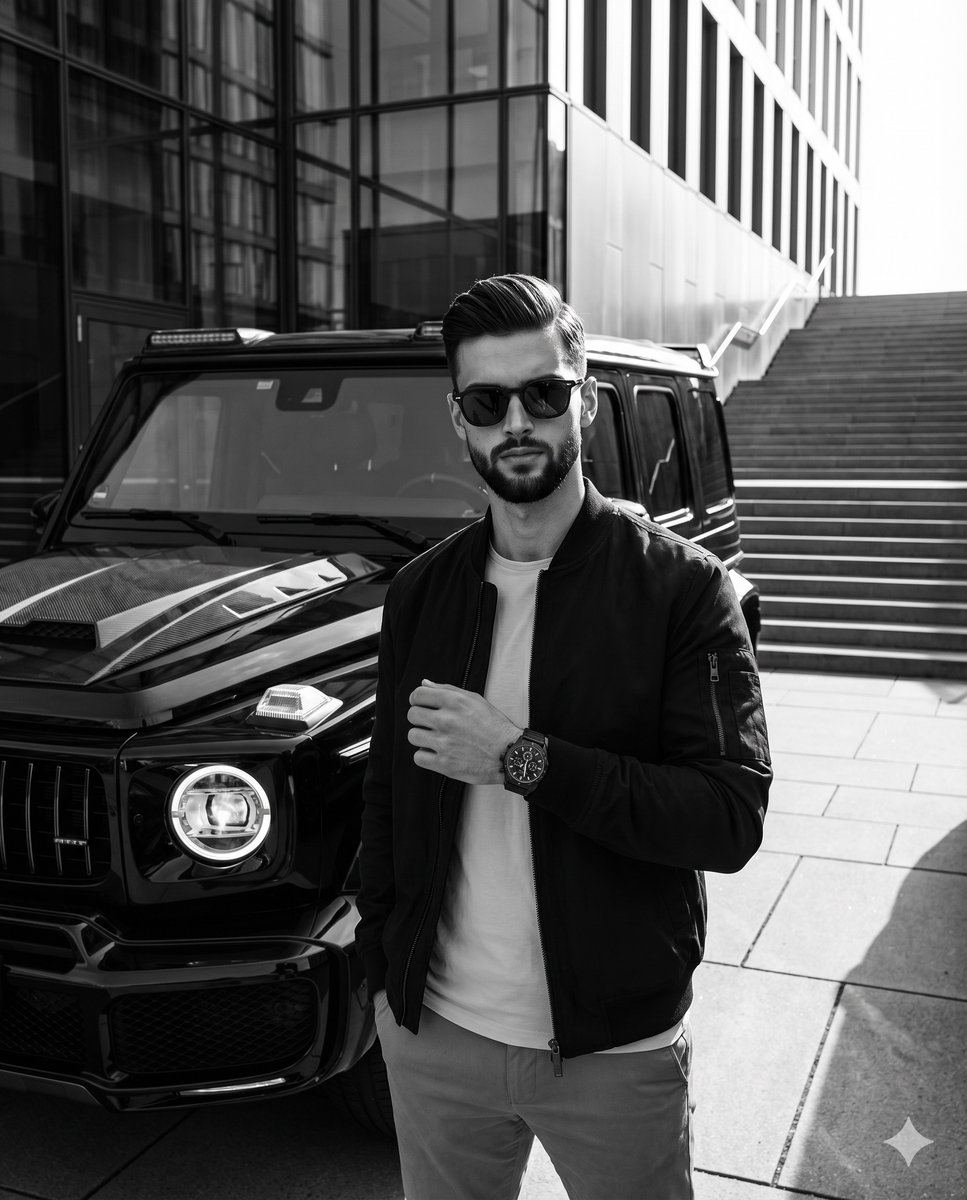 AI-generated sample for “Urban Luxury Streetwear Portrait”