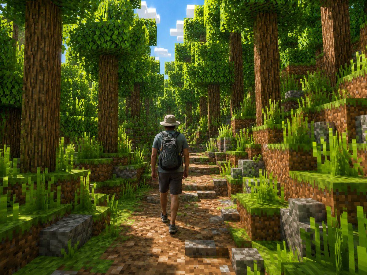 AI-generated sample for “Real Hiker in Minecraft Forest”