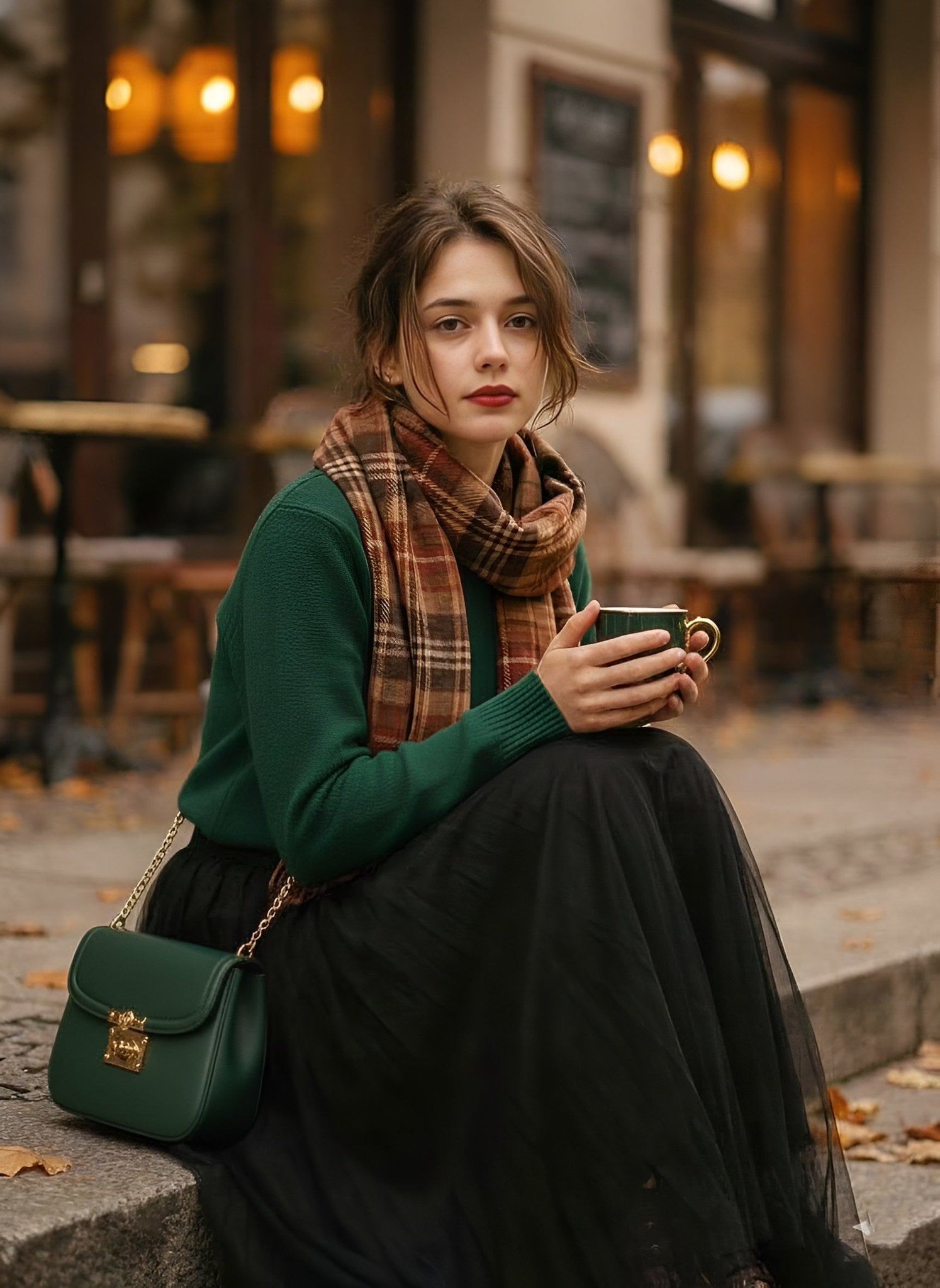 AI-generated sample for “70s Café Autumn Portrait”