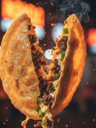 Macro Food Photography of Martabak Telur Prompt
