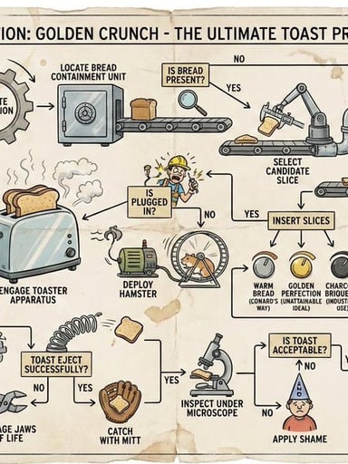 Wacky flowchart for toasting bread