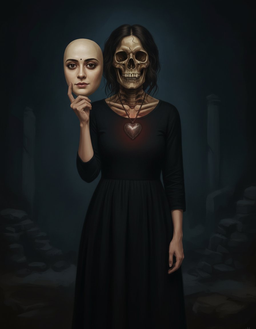 AI-generated sample for “The Mask of Your Own Face”