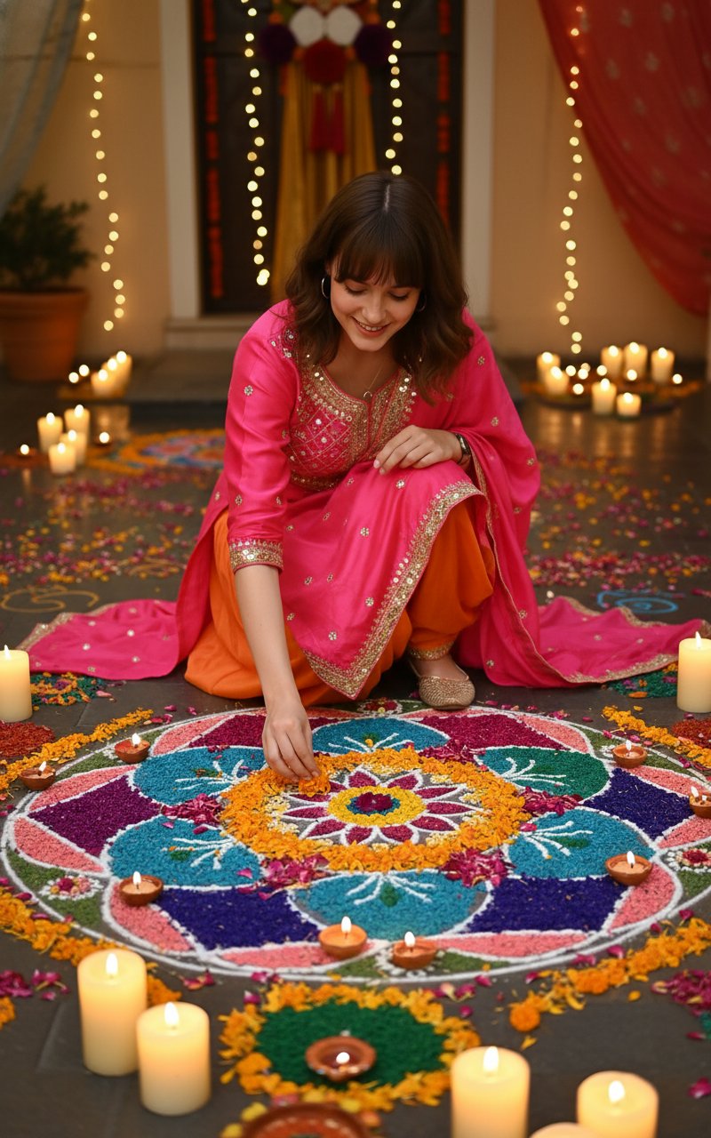 AI-generated sample for “Making a Flower Rangoli”