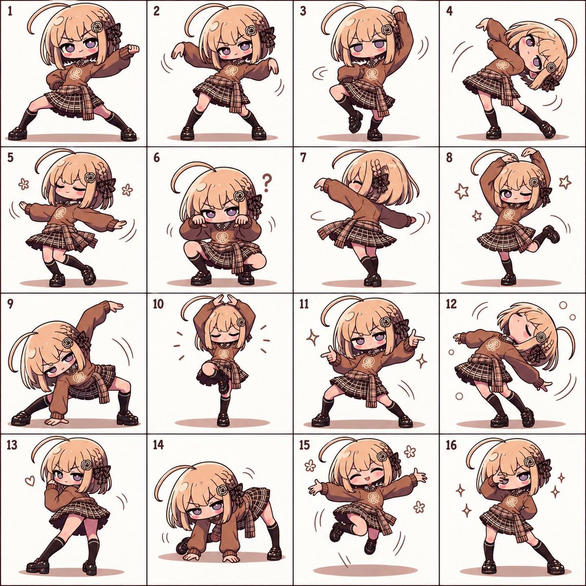 Panel Chibi Dance Pose Sheet — AI image template example