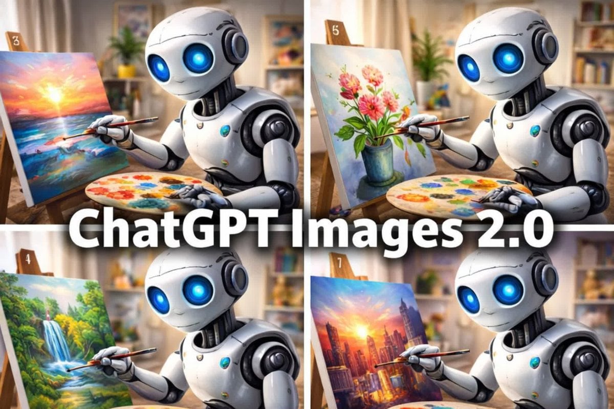 Robot Painter Collage Ad — AI image template example