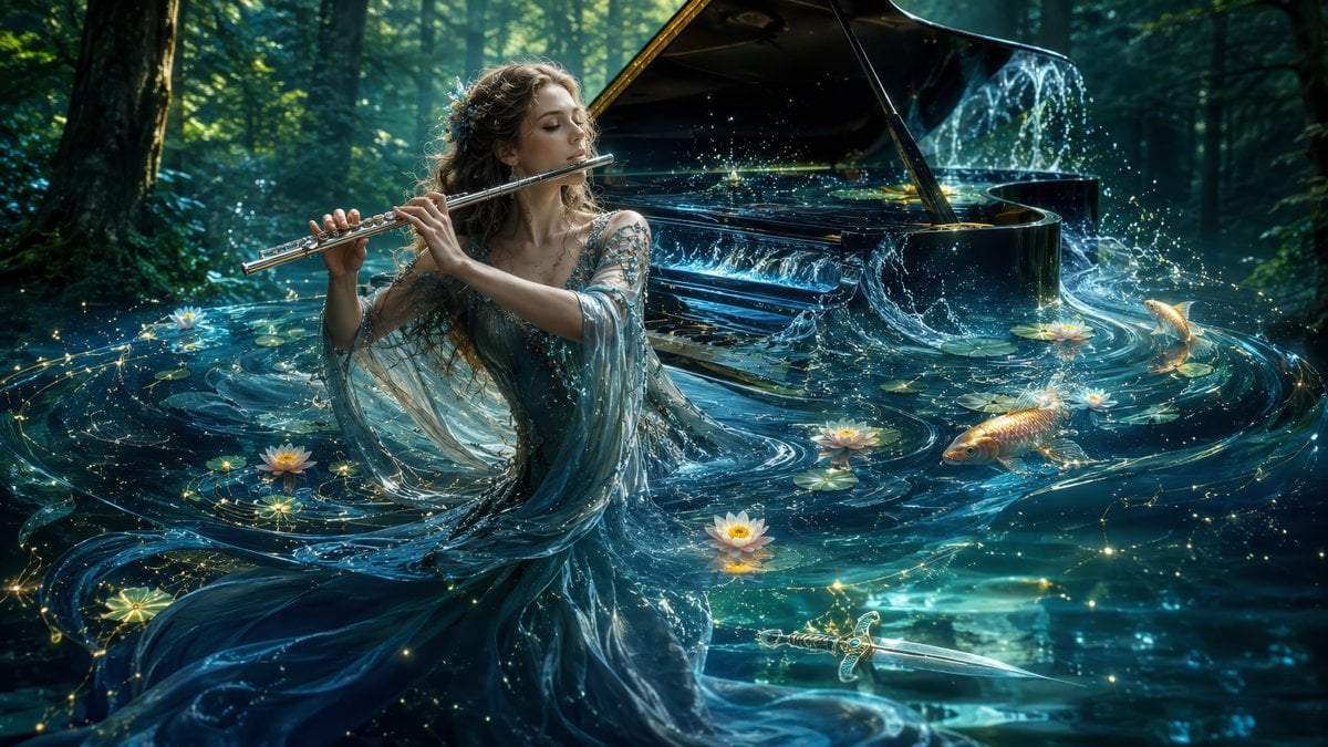 Undine Flutist in Enchanted Lake
