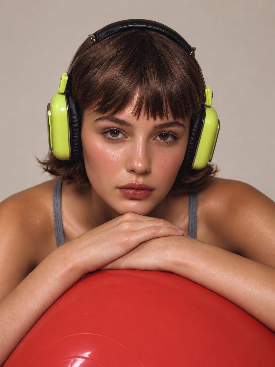 Editorial Portrait with Retro Headphones — AI image template example