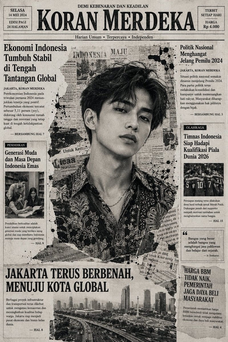 Indonesian Woman Newspaper Collage Portrait