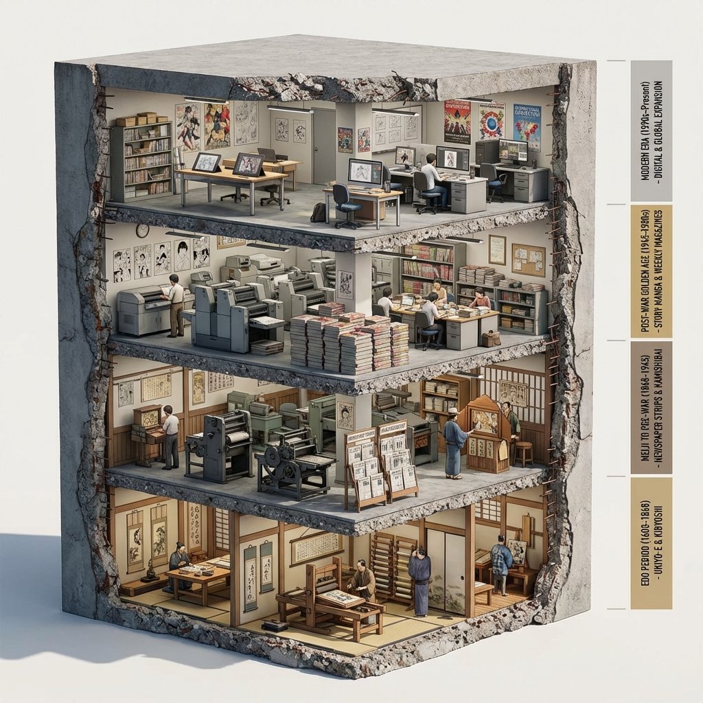 Manga Evolution Architectural Section Prompt