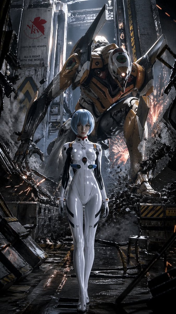 Evangelion-Inspired Mecha Hangar Poster