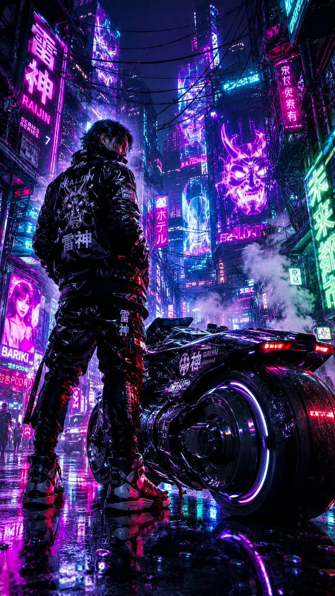 Cyberpunk Neon Street Racer